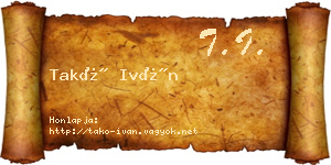 Takó Iván névjegykártya